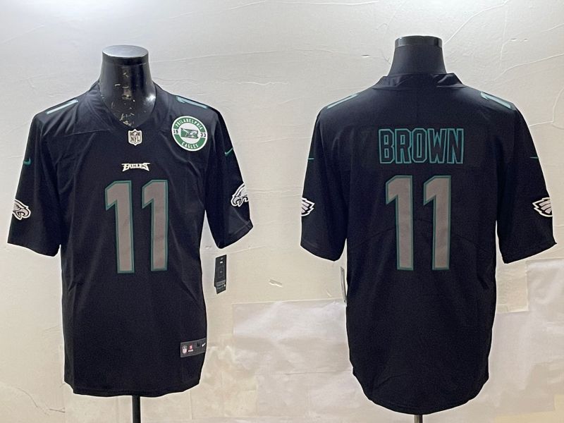 Men Philadelphia Eagles 11 Brown Black 2025 Nike Vapor Limited NFL Jersey style 226